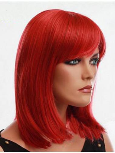 Human Hair Medium Wigs Capless With Bangs 14" Fashion Realistic Wigs For Women