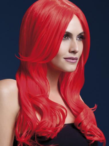 Long Wavy Wigs Without Bangs Red Wavy Synthetic Great Long Length Wigs