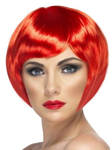 Short Straight Bob Wigs 8 Inches Synthetic Chin Length Straight Red Medium Wig