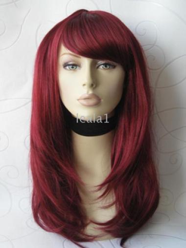 Long Remy Human Hair Wigs Long Stylish Realistic Red Wig