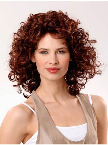 Medium Length Wigs Blonde Human Hair Wigs 100% Hand-Tied Auburn Gorgeous Remy Curly Hair Wigs