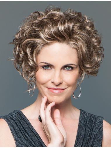 Short Curly Classic Wigs Fashion 8 Inches Short Curly Brown Classic Monofilament Lace Wig