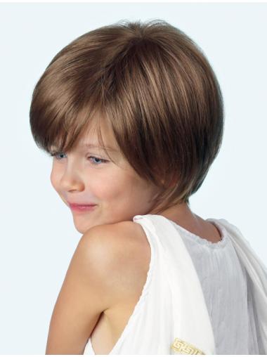 Short Straight Wigs With Bangs Sassy Straight 10 Inches Lace Front Synthetic Wig For Kid