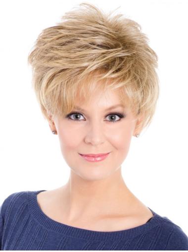 Short Wavy Hair Wigs Layered Synthetic Perfect Blonde Short Capless Wavy Wig