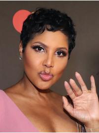 Human Hair Short Wigs Cropped Fashionable Curly Lace Front 6" Remy Human Hair Toni Braxton Wigs