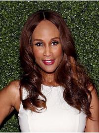 Long Hair Without Bangs Wigs Long Great Wavy Lace Front 18" Synthetic Beverly Johnson Wigs