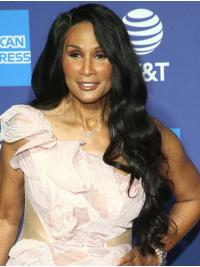 Long Hair Without Bangs Wigs Long No-Fuss Wavy Lace Front 26" Synthetic Beverly Johnson Wigs