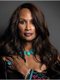 Long Hair Without Bangs Wigs Long Style Wavy Lace Front 22" Synthetic Beverly Johnson Wigs