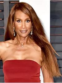 Long Hair Without Bangs Wigs Long Good Straight Full Lace 26" Synthetic Beverly Johnson Wigs