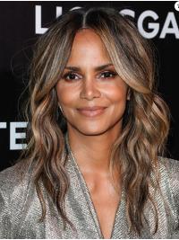 Long Wavy Hair Wigs Synthetic Lace Front Without Bangs Long 16" Ombre/2 Tone No-Fuss Halle Berry Wigs
