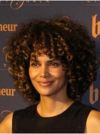 Curly Wigs Synthetic Synthetic Lace Front Without Bangs Chin Length 12" Brown Perfect Halle Berry Wigs