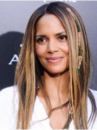 Long Straight Synthetic Wigs Synthetic Lace Front Without Bangs Long 16" Ombre/2 Tone Style Halle Berry Wigs