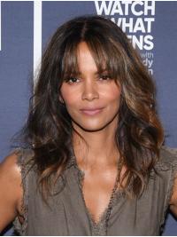 Long Wavy Wig With Bangs Synthetic Capless With Bangs Long 16" Ombre/2 Tone Good Halle Berry Wigs