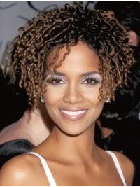 Short Curly Wigs For Women Synthetic Lace Front Without Bangs Short 8" Brown Online Halle Berry Wigs