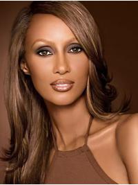Long Straight Hair Wigs Synthetic Lace Front Without Bangs Long 18" Brown Top Iman Wigs