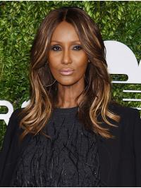 Wavy Shoulder Length Wigs Synthetic Lace Front Without Bangs Shoulder Length 14" Ombre/2 Tone Hairstyles Iman Wigs