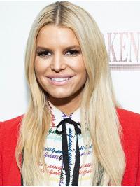 Long Wavy Wigs Without Bangs Top Wavy 20" Lace Front Blonde Synthetic Jessica Simpson Wigs