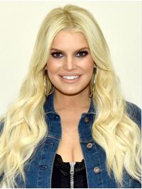 Long Hair Wavy Wigs Trendy Wavy 22" Lace Front Blonde Synthetic Jessica Simpson Wigs