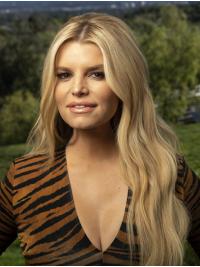 Long Wavy Wigs No-Fuss Wavy 26" Lace Front Blonde Synthetic Jessica Simpson Wigs