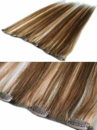 Brown Remy Human Hair Straight Hair Extensions For Mature Ladies