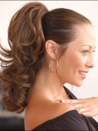 Brown Wavy Synthetic Flexibility Ponytails