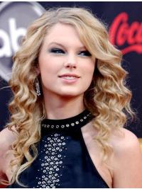 Long Curly Human Hair Wigs Without Bangs Curly Long Comfortable Blonde Taylor Swift Wig