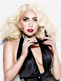 Medium Length Curly Wigs Heat Friendly Synthetic Celebrity Wigs Layered Curly Durable Lady Gaga