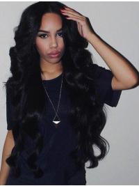 Long Wigs Human Hair Ideal 26 Inches Long Without Bangs Wavy 360 Lace Wigs For Black Women