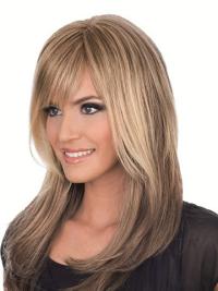 Long Wigs Human Hair Brown Straight Layered Long Affordable Full Lace Human Hair Wigs