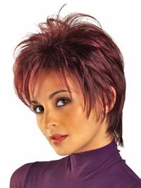 Straight Short Wigs Trendy Red Boycuts Short Straight Wigs With Color