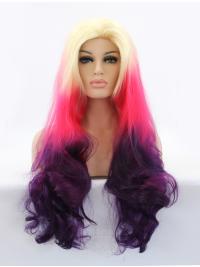Long Wavy Wig Without Bangs 30 Inches Wavy Colorful Lace Front Wig Without Bangs