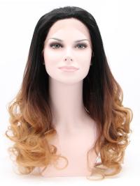 Long Curly Wig Without Bangs Comfortable 23 Inches Without Bangs Colorful Curly Lace Front Wigs