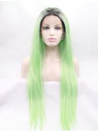Long Straight Wigs Exquisite 31 Inches Without Bangs Straight Lace Fronts Wigs