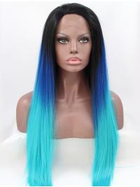 Long Straight Wig Without Bangs Long Straight Colorful Hair Lace Front Wigs