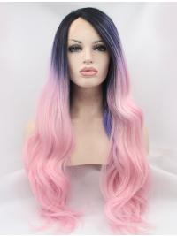 Long Wavy Wig Without Bangs Wavy Fashionable Synthetic Lace Front Wig