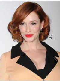Wavy Bob Style Wigs Lace Front Synthetic Brown Chin Length 10" Wavy Christina Hendricks Wigs
