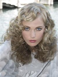 Human Hair Medium Length Wigs Curly Shoulder Length Grey Lace Front Fashion Wigs