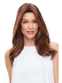 Straight Remy Human Hair 18"(As Picture) Brown Part XL French Topper From