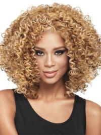 Shoulder Length Wigs Synthetic Stylish Without Bangs Capless Wigs For Black Women Kinky